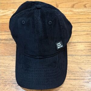 Love Your Melon Black Corduroy Cap with Logo Patch